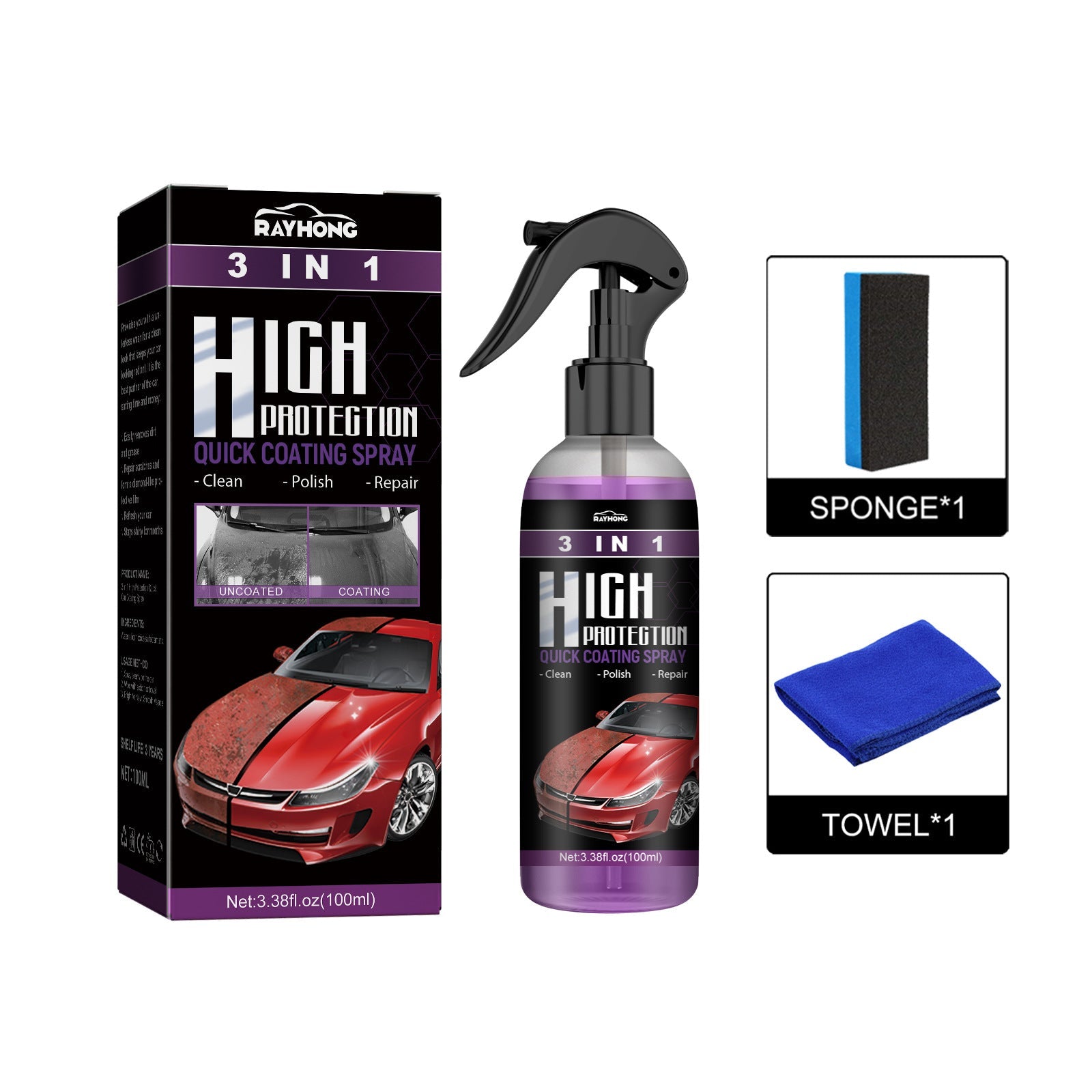 3 en 1 Spray de Recubrimiento de Automóvil de Cerámica