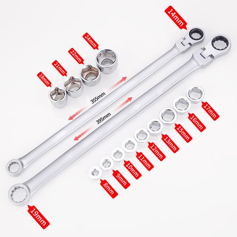 15pcs Adjustable Ratchet Wrench Kit