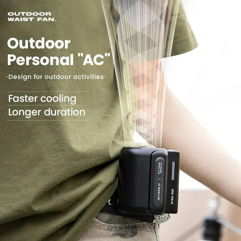 🔥Outdoor Camping Barbecue Essential Artifact🔥Bladeless Waist Mounted Electric Fan