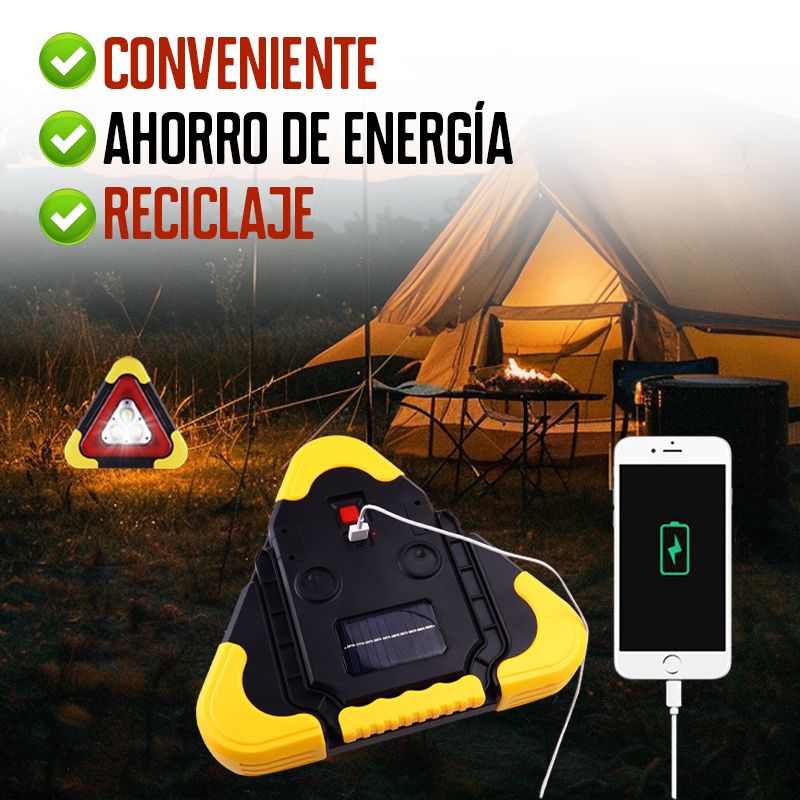 Luz solar de emergencia triangular de advertencia en carretera 2 en 1