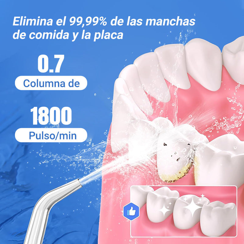 🦷Hilo dental de pulso eléctrico, ¡el potente flujo de agua penetra en los espacios entre los dientes, MAX potencia de limpieza!🦷