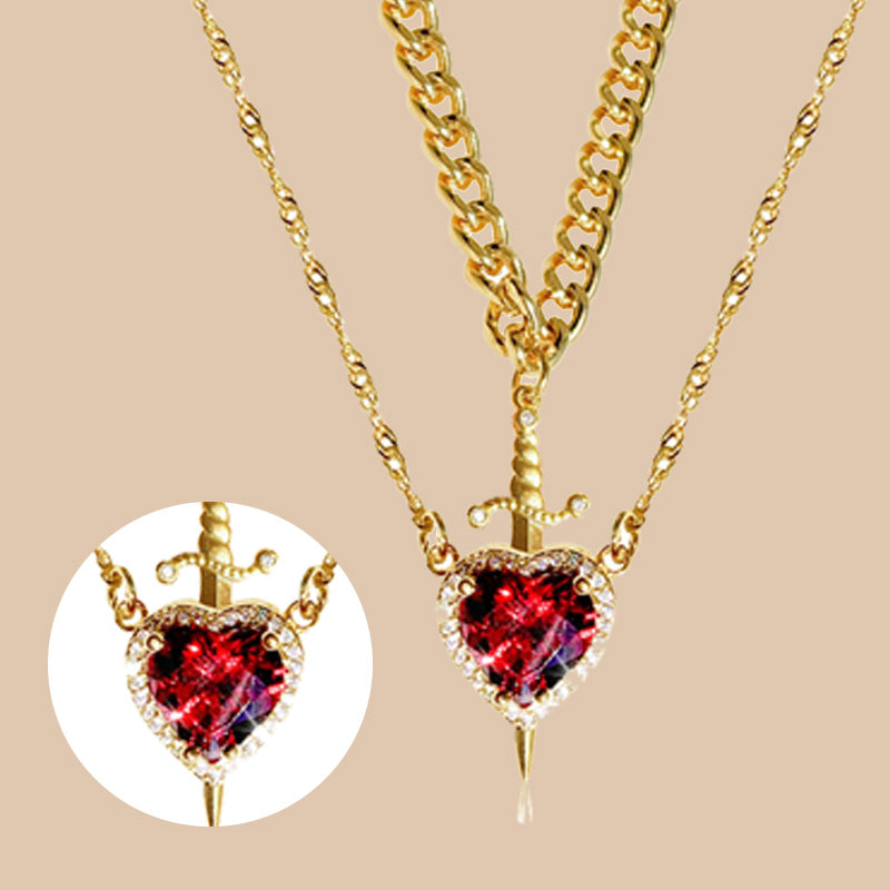 🎁Special Big Sale🔥Vintage Matching Heart and Sword Necklace Set