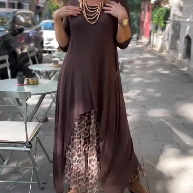 Vestido Casual de Manga Larga con Dobladillo Irregular para Mujer